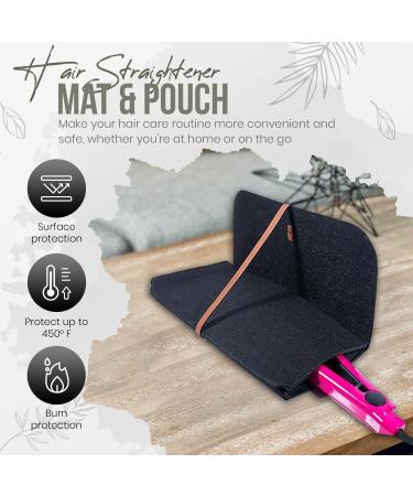 Glamza Hair Straightener Mat & Pouch - Made from Heat Resistant Safety Felt - Ideal for Home & Travel (Black (Pouchy)) - Buy Online on SooperMarket.com