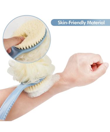Shower Brush & Shampoo Brush with Long Handle - Body Brush with Bristles and Loofah Back Scrubber for Wet/Dry Bath - Buy Online on SooperMarket.com