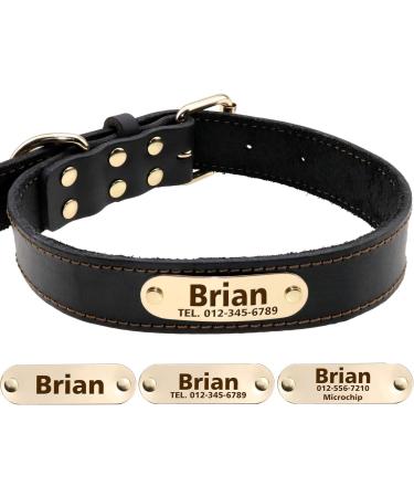 Tagme Personalized Leather Dog Collar - Engraved Name & Phone Number for Medium & Large Dogs - Black L (1 Pack) - Buy Online on SooperMarket.com