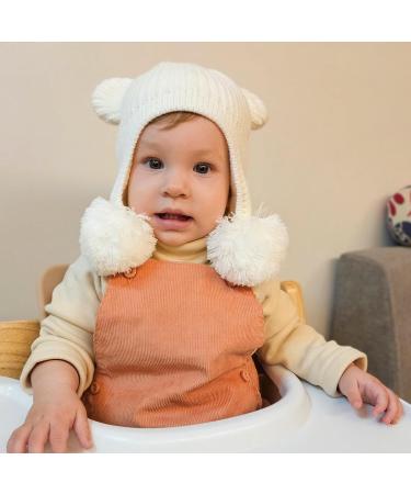 KAKU NANU Toddler Winter Hat with Double Pom Pom Earflap | Fleece Lined | 2-4 Years | Off-white - Buy Online on SooperMarket.com