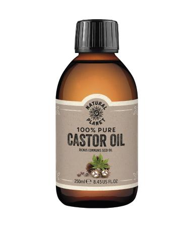 Natural Planet Castor OIl 250ml Cold Pressed Premium Quality 100% Pure Hexane-Free Non GMO Versatile Usage Eyelashes Eyebrows and Hair growth Castor Oil 250 ml (Pack of 1)