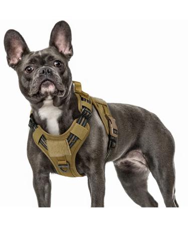 Rabbitgoo Tactical dog harness No Pull Military Dog Vest Harness With Handle & Molle Easy Control Service Dog Harness for Medium Dogs Training Walking Brown M M (1 Pack) Brown