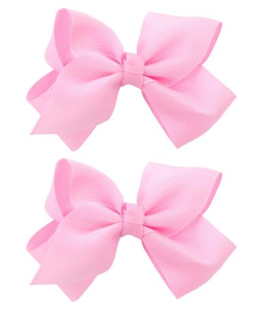 NYFASHION101 Toddlers' Girls' Smooth Grosgrain Ribbon Bow Alligator Clip  Light Pink