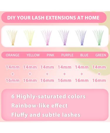 Colored Lash Extensions - 120 Pcs Wispy DIY Rainbow Eyelashes Kit | 14/16mm Mixed Colorful Lashes for Beginners - Buy Online on SooperMarket.com