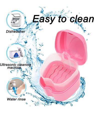 Denture Case Orthodontic Dental Retainer Box False Teeth Storage Container Dentures Container with Filter for Home & Travel Pink - Buy Online on SooperMarket.com