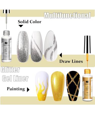 Neon Gel Polish Liner Gel Nail Polish 2 Colors Neon Set Yellow Green Liner Gel Art Soak Off Shimmer Nail Polishes For Drawing Lines Color Painting UV Liner Gel For Women Festival (B) - Buy Online on SooperMarket.com