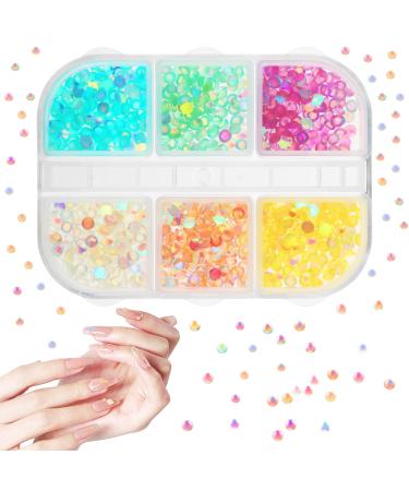WLLHYF Nail Art Rhinestones Set Nail Charms Jewelry 6 Grids for Nails Arts Design 3D Diamond Beads Gems Nail Art Decoration for Nail DIY Crafts Jewelry