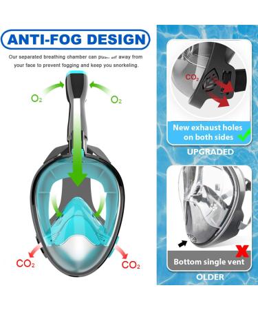 Jwintee Full Face Snorkel Mask | 180 Panoramic View for Kids and Adults | Camera Mount | Anti-Leak & Anti-Fog | Safe Breathing | Green/Black Medium - Buy Online on SooperMarket.com