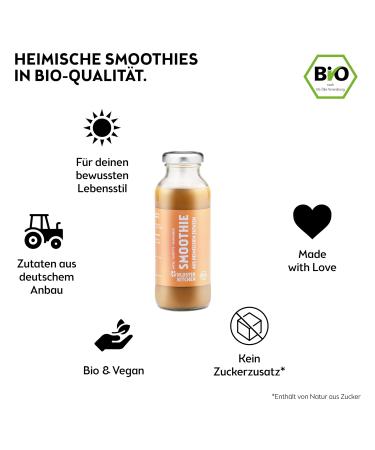 Monastery Kitchen Bio Smoothie Orange Apple Carrot Rhubarb 6x250ml | Superfood Vegan Breakfast | On-the-Go Glass Bottles | Healthy Powerfood - Buy Online on SooperMarket.com