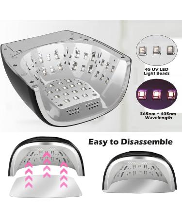 90W Professional Wireless UV LED Nail Lamp Gel Curing Dryer with 45 Beads and LCD Display - Black - Buy Online on SooperMarket.com
