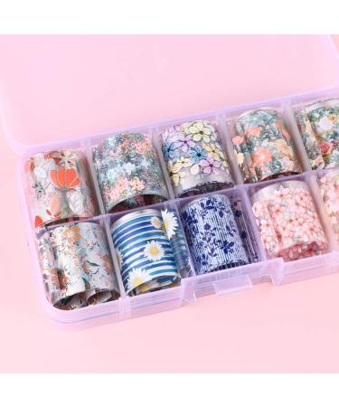 Flower Nail Foil 10 Sheet Vintage Floral Nail Transfers Decal Colorful Manicure Sticker for Wedding Party Holiday (Style D) - Buy Online on SooperMarket.com