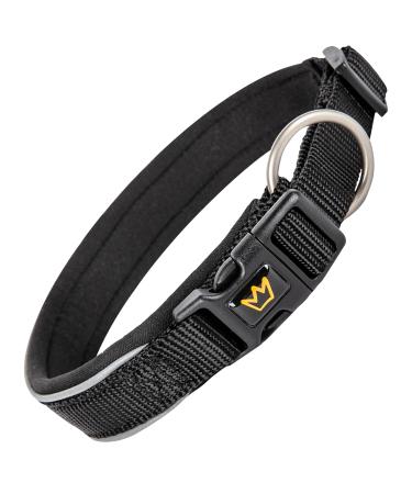 Rudelknig dog collar Paola - adjustable collar made of nylon - reflective dog collar for small dogs in black size.2 (30-35cm) black-reflecting