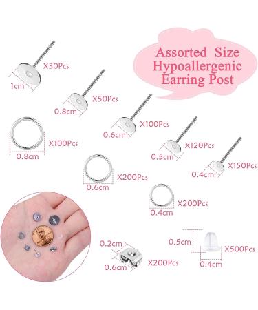 Hypoallergenic Stainless Steel Earring Making Kit - 1650pcs Posts, Backs, Studs, Jump Rings for DIY Jewelry - Buy Online on SooperMarket.com