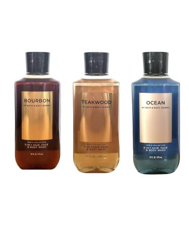 Bath and Body Works 3 Pack Teakwood Ocean and Bourbon 2-in-1 Hair + Body Wash - 10 Oz - Buy Online on SooperMarket.com