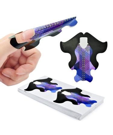 100pcs Extra Long Blue Purple Fish Patten Adhesive Stiletto Nail Forms Guide for UV Gel Acrylic Curve False Nail Tips Extension Fish Pattern HJ-NTF049 HJ-NTF049-Blue