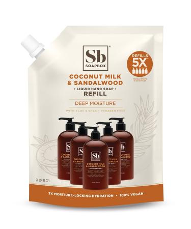 Soapbox Liquid Hand Soap Refill, Coconut Milk & Sandalwood, Gentle & Moisturizing Hand Wash Refill for Kitchen and Bathroom, Vegan & Cruelty Free, 64oz Half Gallon Refill (Pack of 1)