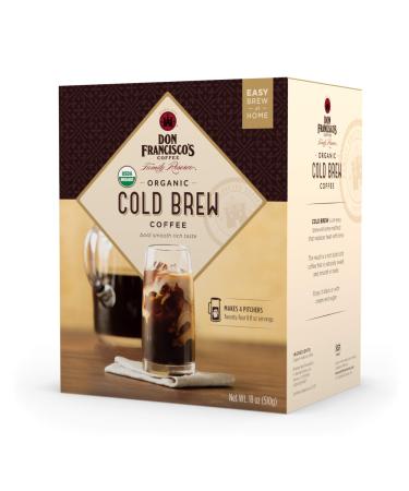 Don Franciscos Organic Cold Brew Coffee, Premium 100% Arabica Beans, 4 Pitcher Packs (makes 2 pitchers) 8 Count (Pack of 1)