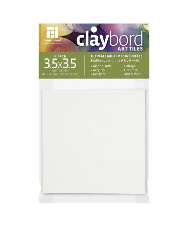 Ampersand Claybord Art Tiles 1/8th inch Flat Profile 3.5 x 3.5 inch Pack of 4 (CBS035)