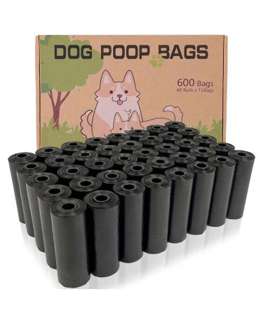 AiTodos 600PCS Dog Poop Bags Black Suitable for Leaving the House Dog Bags-30 * 21.5 cm Polyethylene Material Portable - Dog Toilet Bags(40 Rolls 15 per Roll)