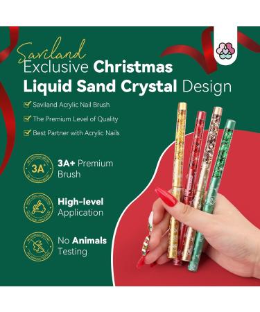 Saviland Christmas Acrylic Nail Brush Set - 4PCS Nail Art Brushes for Acrylic Powder & Liquid Monomer - Glitter Nail Art Tool for Manicure - Women's Gift Set (Size 6/10/12/14) - Buy Online on SooperMarket.com