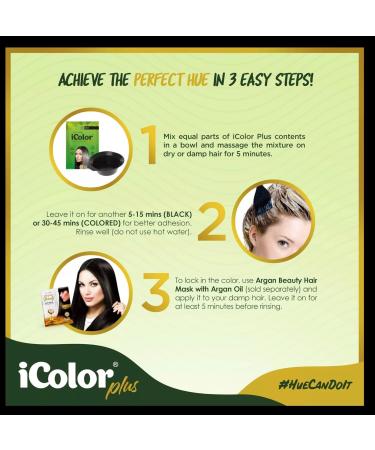 iColor Organic Hair Dye Shampoo - 10 Sachets (Black 25ml) | Permanent Easy DIY Hair Color in 5-15 Minutes - Buy Online on SooperMarket.com