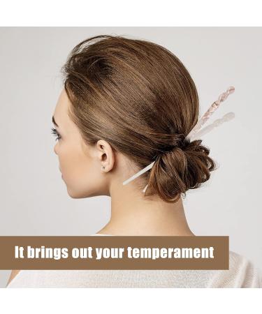 10 Pieces Leopard Print Acetate Hair Sticks - Vintage Styling for Women - Tortoise Shell Hairpins - Long Hair Accessories with Flannelette Bag - Buy Online on SooperMarket.com
