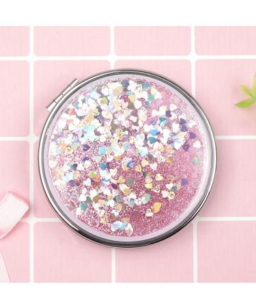 Foldable Round Pocket Makeup Mirror - Magnifying Handheld Compact Mirror for Women and Girls Small Pink ABS Plastic Dual-Sided Portable Design - Buy Online on SooperMarket.com