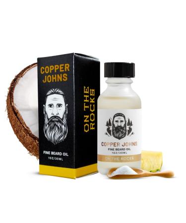 Beard Oil for Men with Castor & Jojoba Oil Increases Softness & Control for Fuller-Looking Beard On the Rocks-Vanilla Pineapple Coconut 1oz