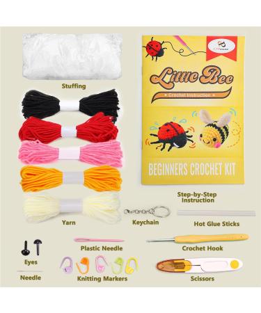 OPOUNT Beginner Crochet Kit - Cute Bee & Ladybug Complete Starter Pack with Step-by-Step Instructions and Video Tutorials - Buy Online on SooperMarket.com