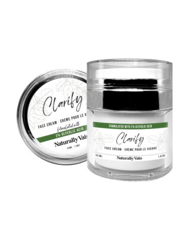 Clarify 2% Glycolic Acid Facial Cream All-Skin Types Face Moisturizer Apple Extract Anti-Aging Smooth Complexion Day & Night Cream