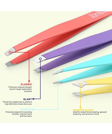 4-Piece Precision Eyebrow Tweezers Set - Slant & Pointed Tips for Hair Removal, Splinters & More - Buy Online on SooperMarket.com