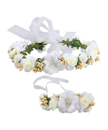 Ysxy women girl flower cranes flower stirring floral crown hair crowd garland halo with floral manual band for bride photography wedding festival beige