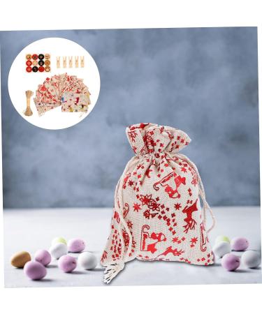 BCOATH 24pcs Countdown Candy Bag Advent Calendar Pouches Drawstring Bag Bags Tag Wood - Buy Online on SooperMarket.com