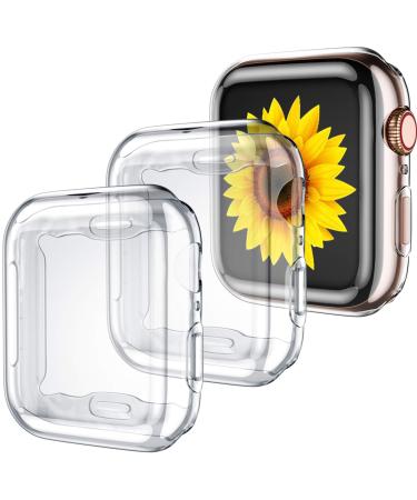 GEAK for Apple Watch Case 40mm Series 6 Series 5 with Screen Protector 3 Pack Soft Transparent TPU All-Around Protective Case for iWatch Series 4 40mm (3Clear) Bright Clear/Clear/Clear 40 mm