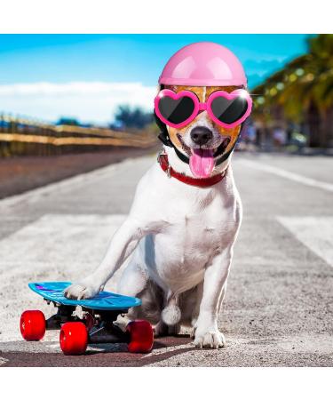 Xuniea 2 Pieces Small Dog Helmet and Goggles Puppy Sunglasses UV Protection PET Helmet with Adjustable Belt Dog Motorcycle Hard Safety Hat for Doggie Windproof Glasses Small Dog Cycling Riding(Pink) - Buy Online on SooperMarket.com