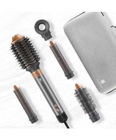 webeauty 5-in-1 Hair Dryer Brush - Professional Hot Air Brush for Fast Drying Curling and Straightening - Ceramic Coating & Negative Ion Technology - 110000 RPM (Grey/Gold - Buy Online on SooperMarket.com