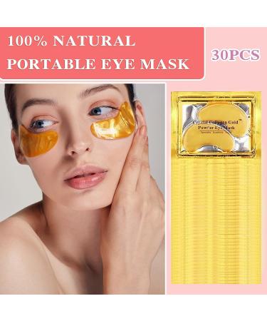 30 Pairs 24K Gold Under Eye Patches - Crystal Collagen Mask for Puffy Eyes, Dark Circles, Fine Lines & Eye Bags - Buy Online on SooperMarket.com