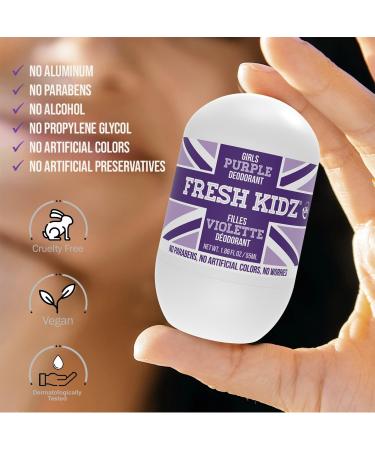 Fresh Kidz Roll On Deodorant for Kids and Teens - Baking Soda and Aluminum-free 24 Hour Protection for Sensitive Skin - Girls "Purple" 1.86 fl.oz. (2 Pack) 1.86 Fl Oz (Pack of 2) - Buy Online on SooperMarket.com