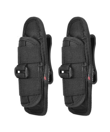 UltraFire Flashlight Flashlight Holder Elastic Nylon Holster with 360 Degree Rotating Belt Clip (Black) 2 Pack