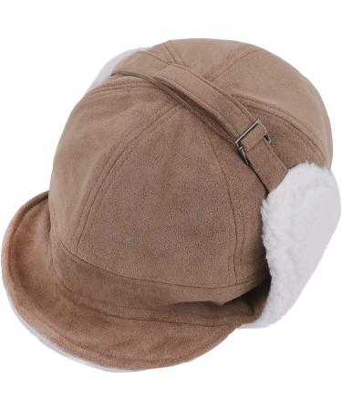 Windproof Coldproof Faux Fur Ushanka Russian Hat | Winter Earflap Hat for Adults & Elders | Thick Plush Lining | Ski & Hunting Trapper Hat - Khaki - Buy Online on SooperMarket.com