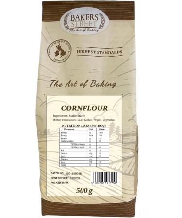 Bakers Street | Cornflour 2X500g (1Kg) | Native maize starch | Cooking Thickener | Premium Quality | Suitable For Vegetarians & Vegans | Halal Certified