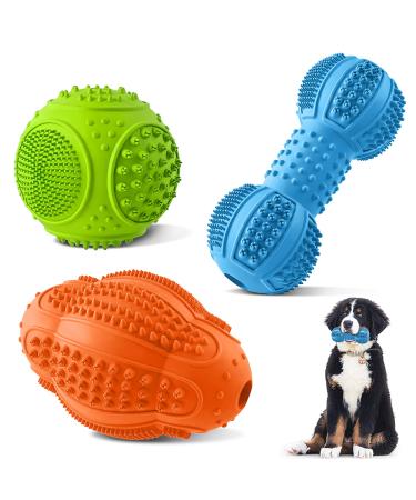LUKITO Indestructible Dog Toys Dog Toys Indestructible for Dog Birthday Dog Chew Toys for Aggressive Chewers Tough Dog Toys for Medium/Large Dogs Dog Toys for Boredom with Rubber(3 Pack) colourful