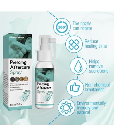 Piercing Aftercare Spray Ear Hole Care Spray Ear Piercing Cleaning Solution Portable Pierced Ear Care Solution Swelling Ear Pierced Skin for Ears Nose Nipples Belly 30ml*3 - Buy Online on SooperMarket.com