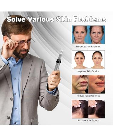Derma Pen Hair Beard Growth INCELLICE Microneedling Pen 0.25-2.0mm Adjustable 5 Speeds Wireless Use Professional Electric Beauty Pen for Face Skin Care with 2 Replacement Cartridges and USB Charger Dermapen P40-Gery - Buy Online on SooperMarket.com