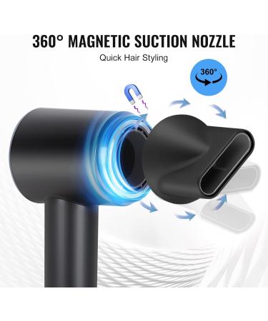 Professional Ionic Hair Dryer - 1800W Fast Drying Blow Dryer with Concentrator Nozzle for Home & Travel - Lightweight & Quiet (Black - Buy Online on SooperMarket.com