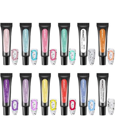 Joyeee 12 Colour Nail Sculpture Gel 10ml 5D Candy Jelly Nail Painting Gel DIY Modeling Nail Set Non-Stick Hand Multifunctional Soft Tubes 3D Carving Embossed Gel for Nail Art Decoration Nail Design nailgel038
