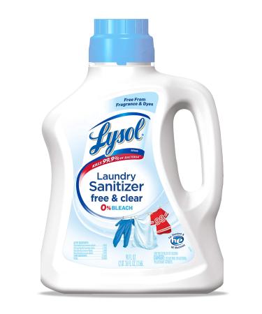 Lysol Laundry Sanitizer Additive, Free & Clear, Free from Fragrance and Dyes, 0% Bleach Laundry Sanitizer, bacteria-causing laundry odor eliminator, 90 Fl Oz