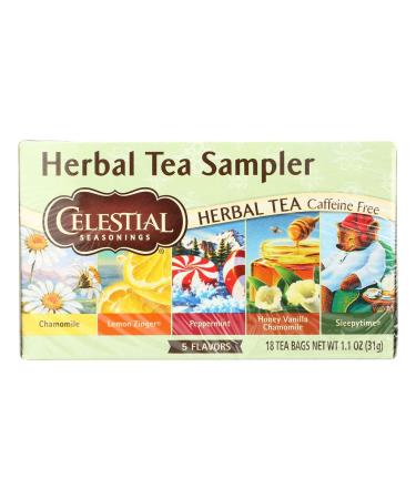Celestial Seasonings Herbal Tea Sampler Caffeine Free 5 Flavors 18 Tea Bags 1.0 oz (30 g)