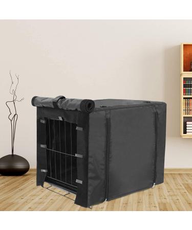 Durable Double Door Dog Crate Cover for Large Pets | Universal Fit for 24-48 inch Wire Crate | Black | 48L x 30W x 33H - Buy Online on SooperMarket.com
