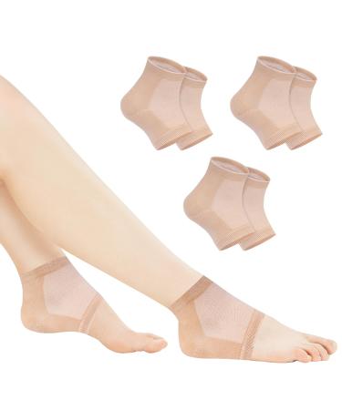 Xaena 3 Pairs of Moisturising Socks Gel Heel Socks Soft Ventilating Gel Heel Socks Open Toe Socks for Dry Hard Cracked Skin Moisturising Day Night Care Skin (Skin)